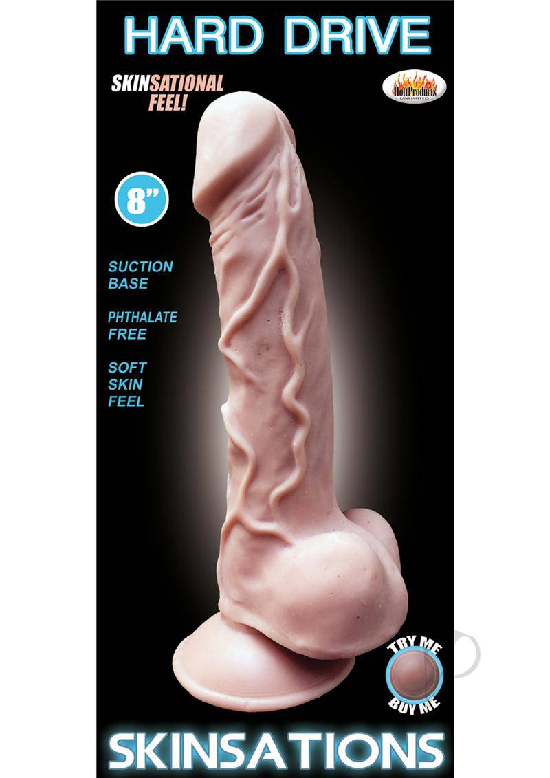 Hard Drive Skinsations Realistic Silicone Dildo 8in - Vanilla