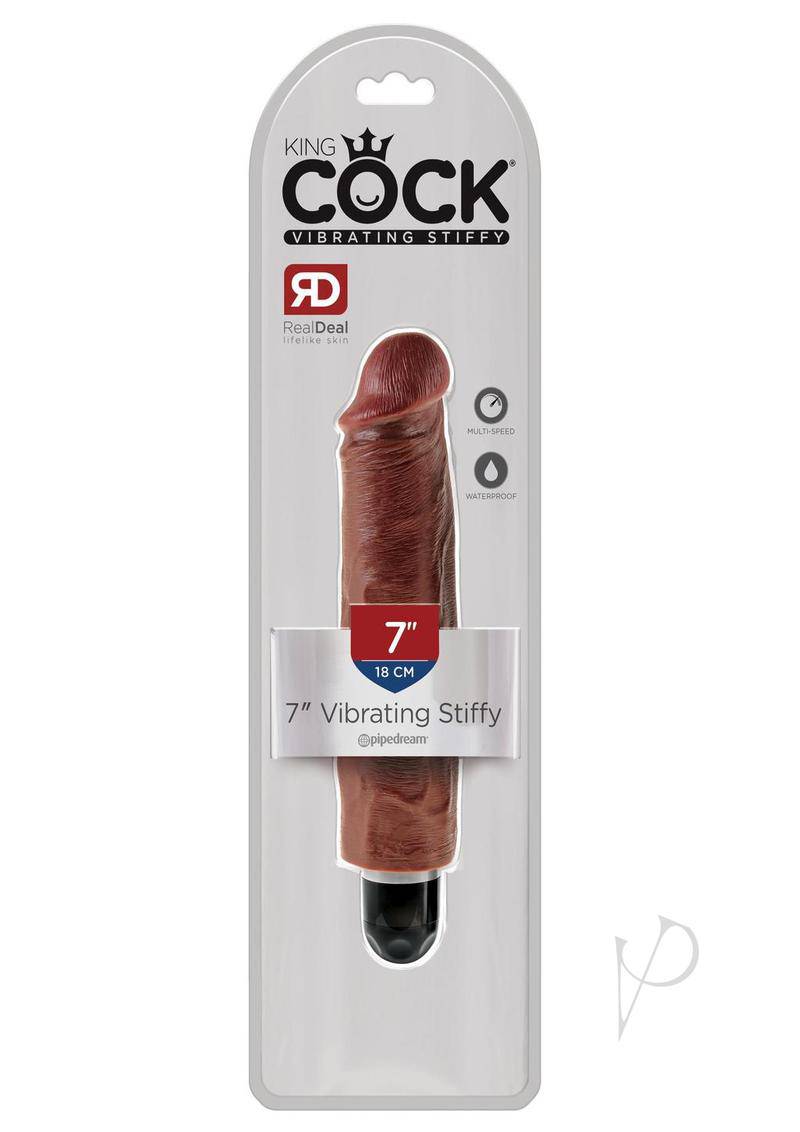 King Cock Vibrating Stiffy Dildo 7in - Chocolate