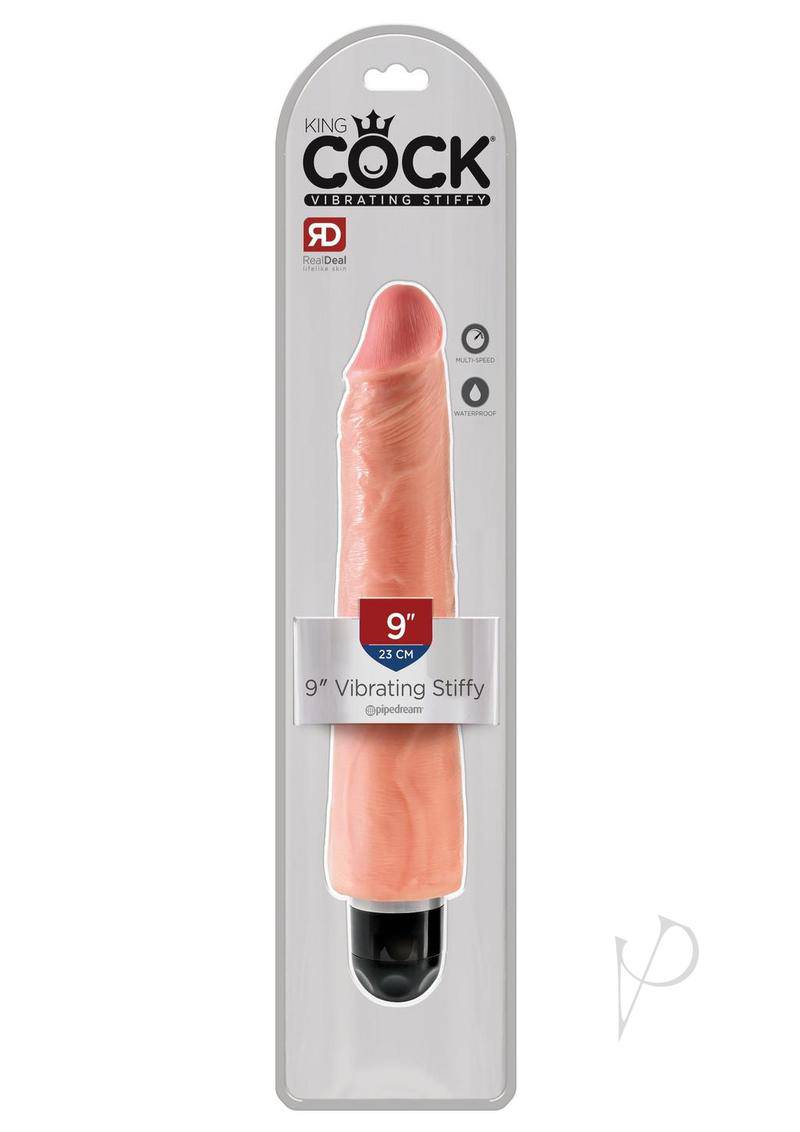 King Cock Vibrating Stiffy Dildo 9in - Vanilla