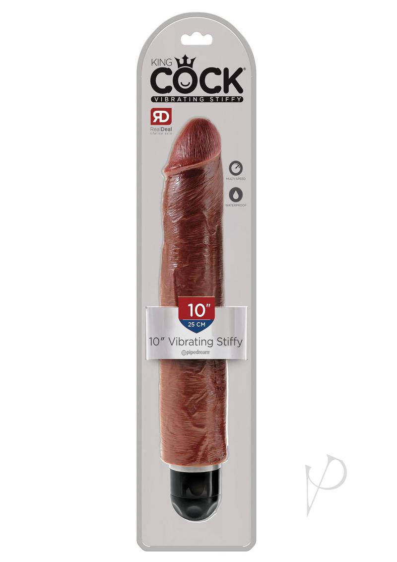 King Cock Vibrating Stiffy Dildo 10in - Chocolate