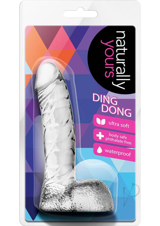 Naturally Yours Ding Dong Dildo with Balls 5.5in - Clear