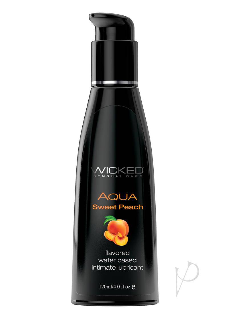 Wicked Aqua Water Based Flavored Lubricant Sweet Peach 4 oz