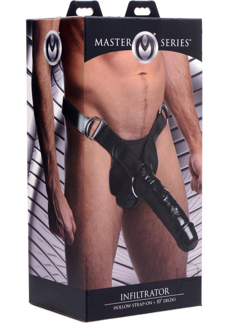 Master Series Infiltrator Hollow Strap-On + 10in Dildo - Black