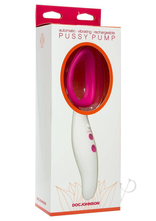 Automatic Vibrating Rechargeable Silicone Pussy Pump - White/Pink