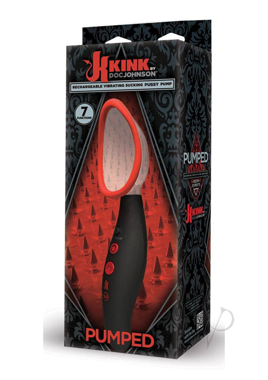 Kink Pumped Rechargeable Automatic Vibrating Silicone Pussy Pump - Black/Red