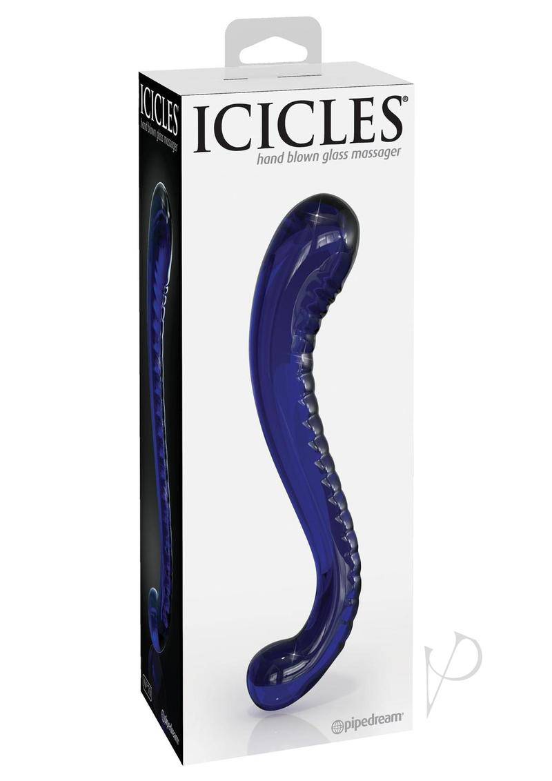 Icicles No 70 Textured G-Spot Glass Probe - Blue