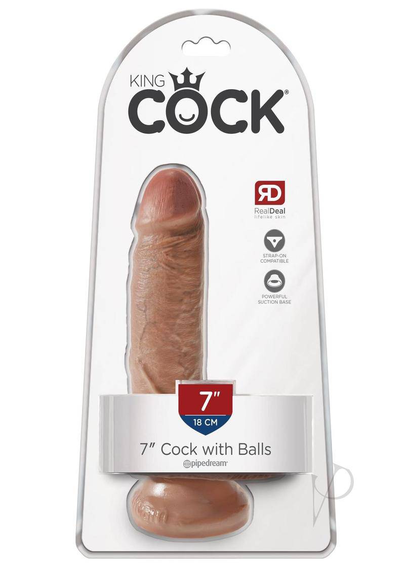 King Cock Dildo with Balls 7in - Caramel