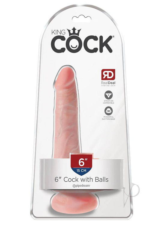 King Cock Dildo with Balls 6in - Vanilla