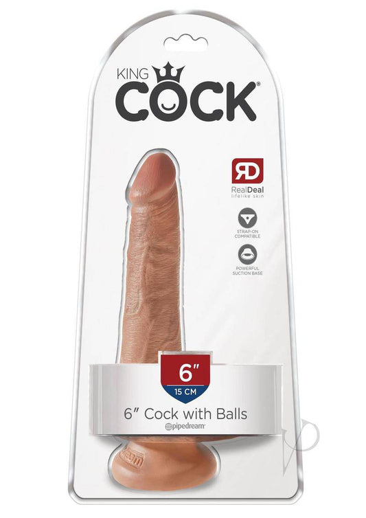 King Cock Dildo with Balls 6in - Caramel