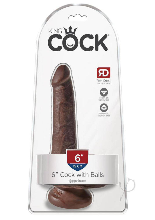 King Cock Dildo with Balls 6in - Chocolate