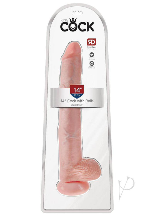 King Cock Dildo with Balls 14in - Vanilla