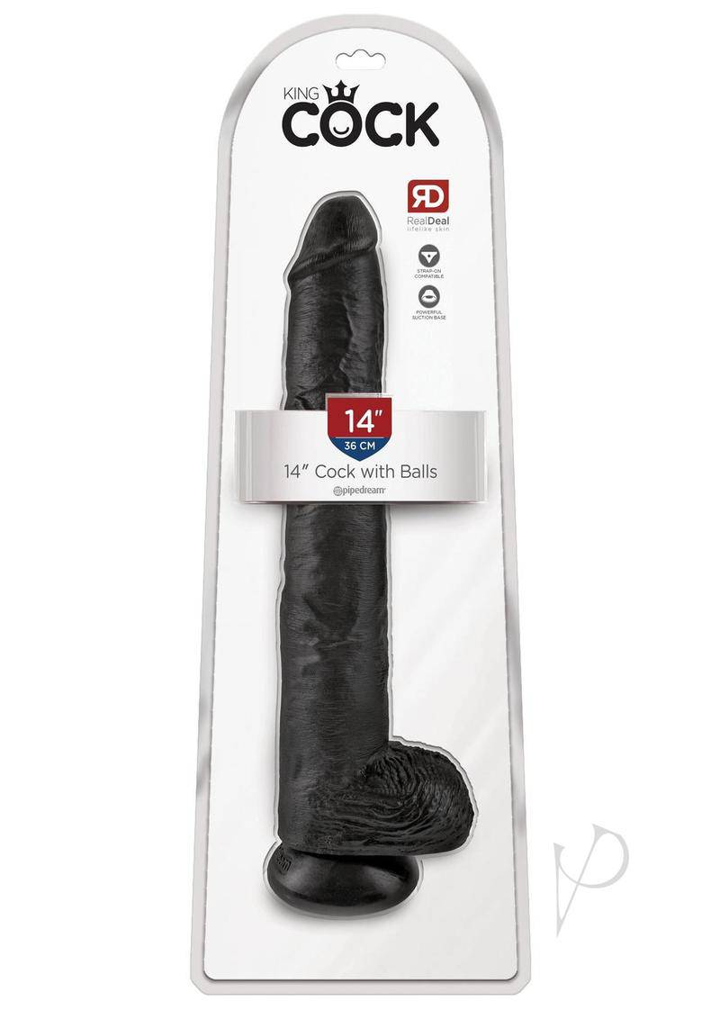 King Cock Dildo with Balls 14in - Black