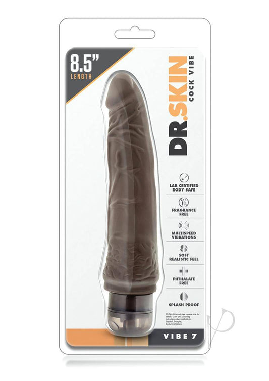 Dr. Skin Cock Vibe 7 Vibrating Dildo 8.5in - Chocolate