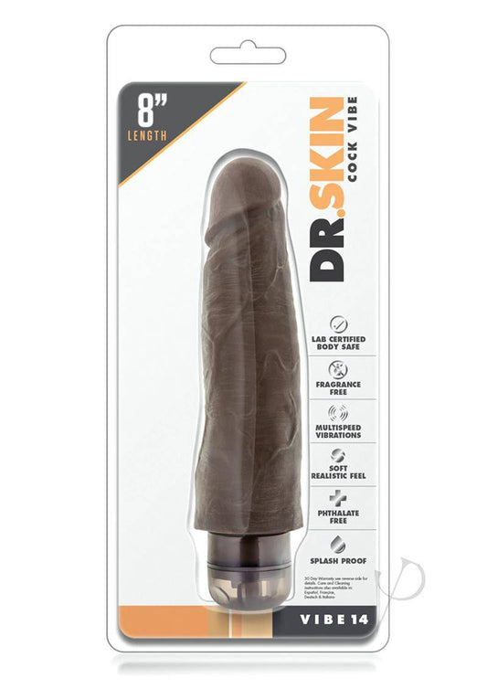 Dr. Skin Cock Vibe 14 Vibrating Dildo 8in - Chocolate