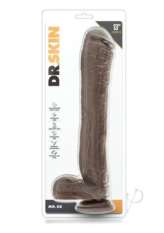 Dr. Skin Mr. Ed Dildo with Balls and Suction Cup 13in - Chocolate