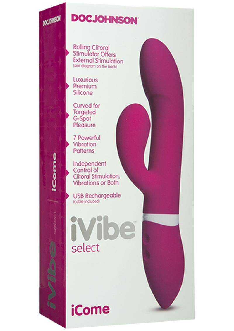 iVibe Select Silicone iCome USB Rechargeable Rabbit Vibrator Waterproof 9in - Pink