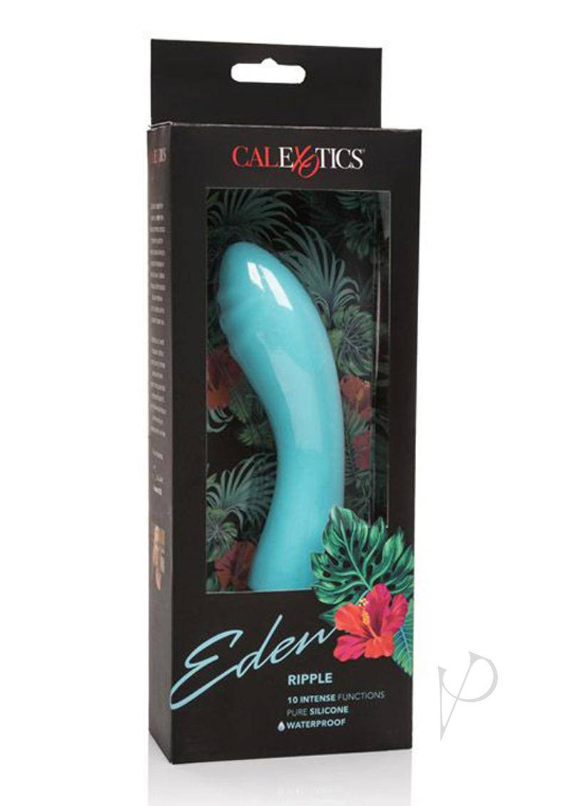 Eden Ripple Silicone Textured G-Spot Vibrator Waterproof 6in - Blue