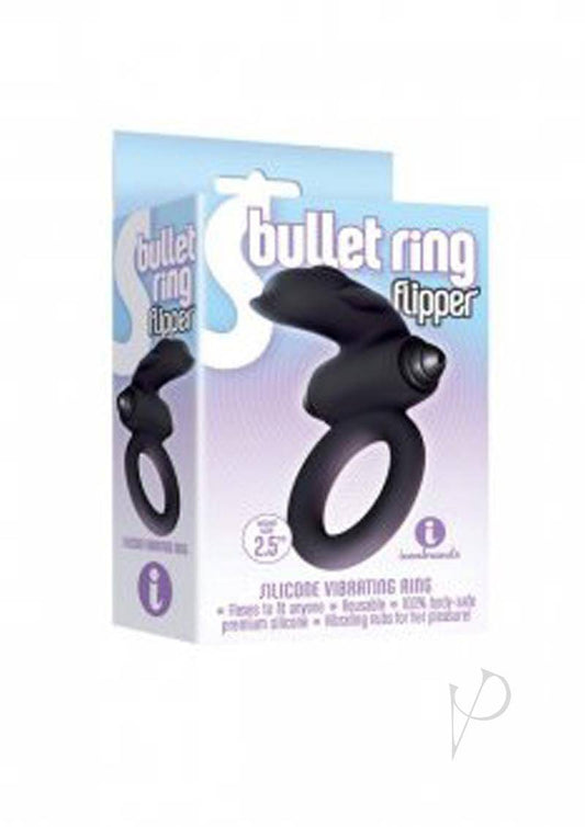 The 9`s - S-Bullet Ring Flipper Silicone Vibrating Cock Ring - Black