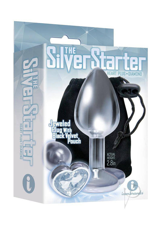 The 9`s - The Silver Starter Bejeweled Heart Stainless Steel Plug - Diamond