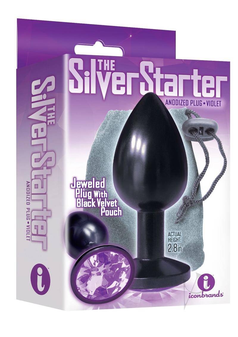 The 9`s - The Silver Starter Bejeweled Annodized Stainless Steel Plug - Violet