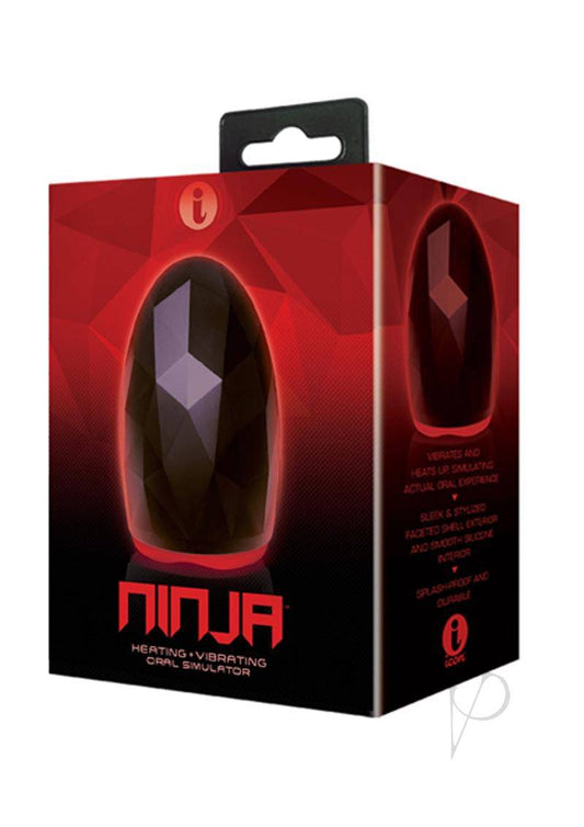 Ninja Heating Vibrating Oral Simulator Masturbator - Black/ Red