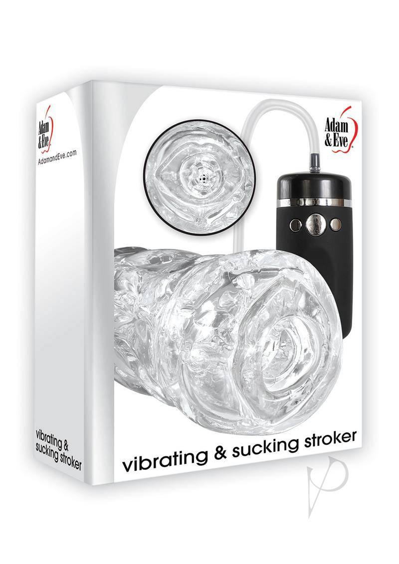 Adam and Eve Vibrating and Sucking Stroker with Remote Control - Clear