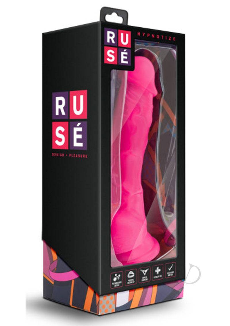 Ruse Hypnotize Silicone Dildo with Balls 7.5in - Hot Pink