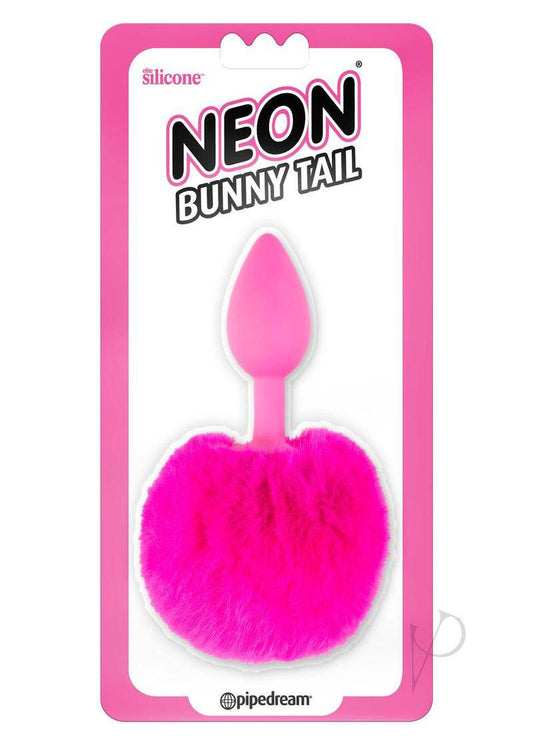 Neon Bunny Tail SIlicone Anal Plug - Pink