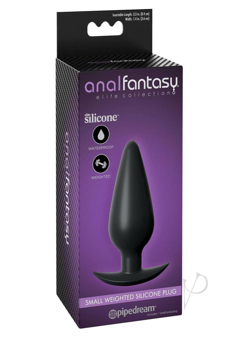 Anal Fantasy Elite Collection Small Weighted Silicone Plug Waterproof 4.1in 4.4oz -Black