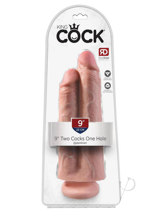 King Cock Two Cocks One Hole Dildo 9in - Vanilla