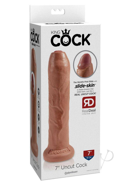 King Cock Uncut Cock Dildo 7in - Tan