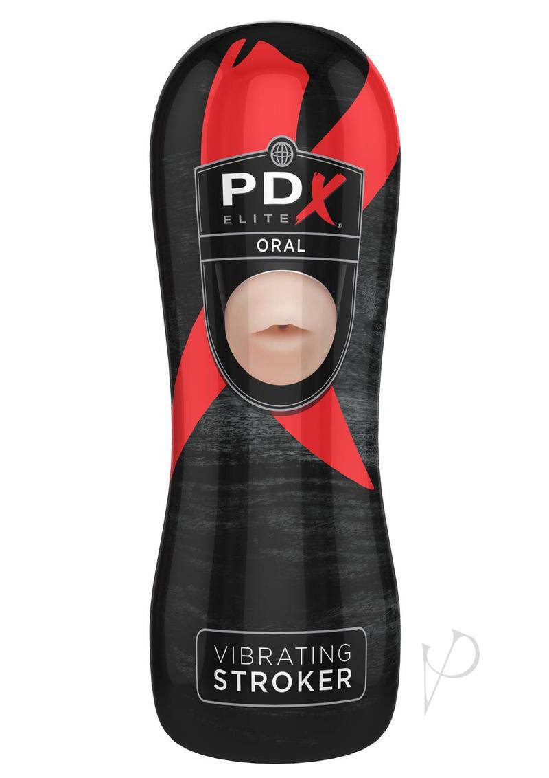 Pipedream Extreme Elite Vibrating Oral Masturbator with Bullet - Mouth - Vanilla/Black