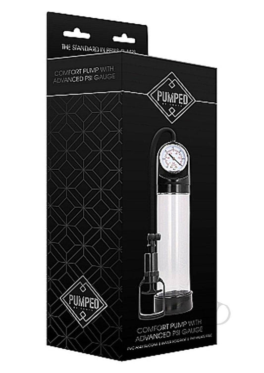 Pumped By Shots Comfort Penis Pump with Advanced PSI Gauge - Clear