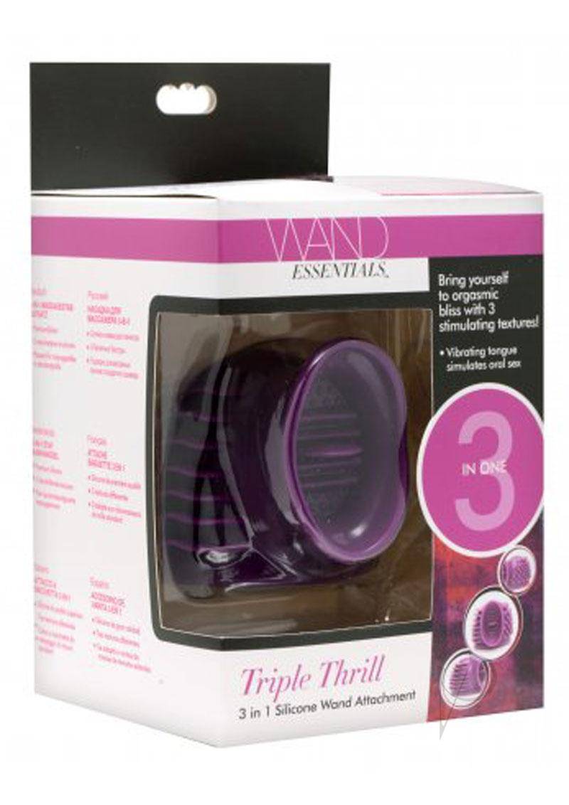 Wand Essentials Triple Thrill 3 in 1 Silicone Wand Attachment - Purple