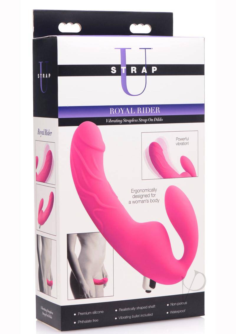 Strap U Royal Rider Vibrating Silicone Strapless Strap On - Purple