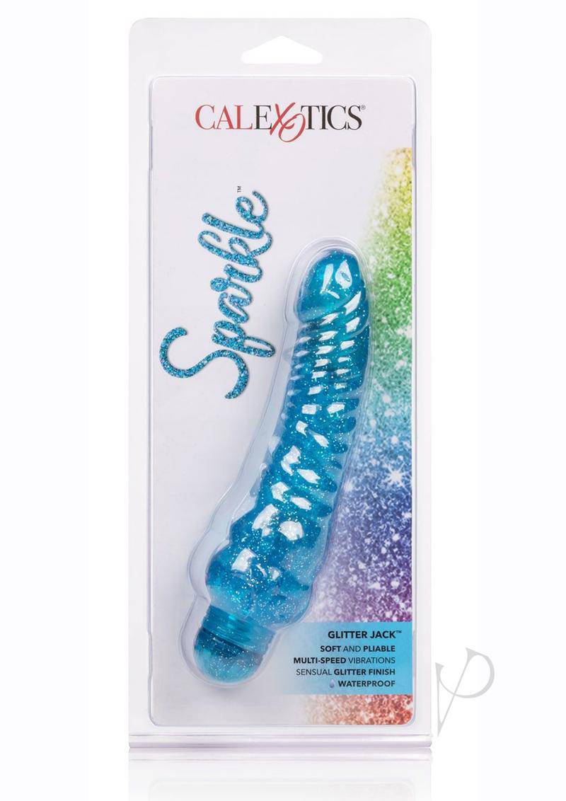 Sparkle Glitter Jack Vibrator Waterproof 5.75in - Blue