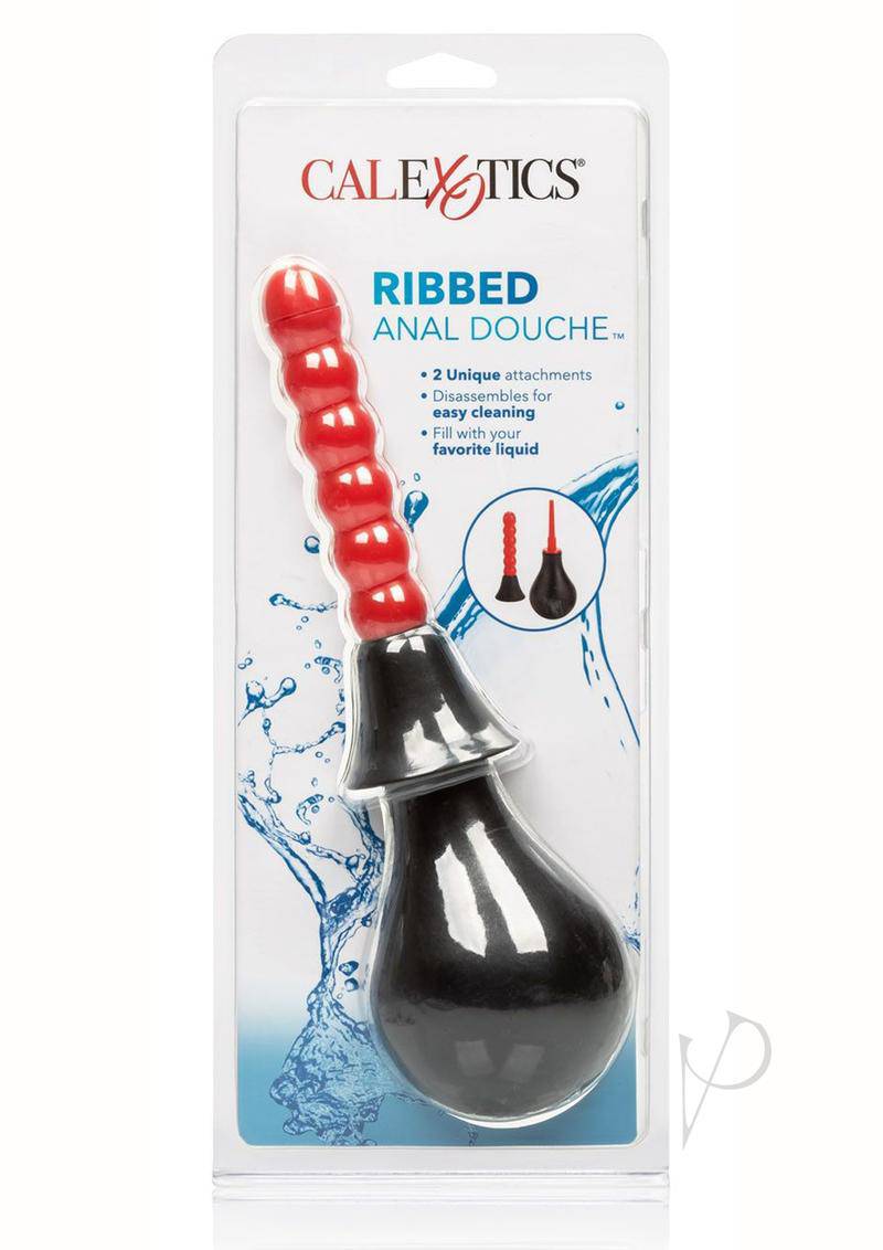 Ribbed Anal Douche Red and Black