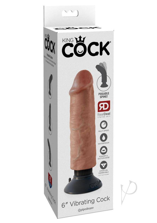 King Cock Vibrating Dildo 6in - Caramel