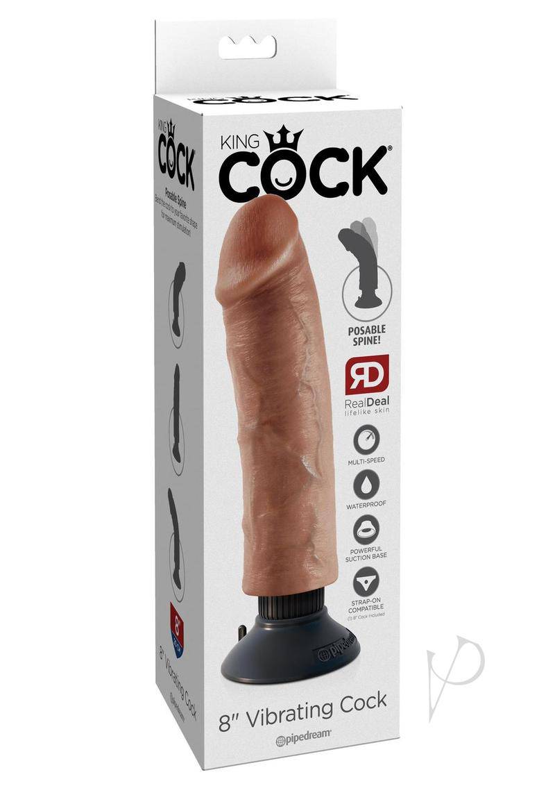 King Cock Vibrating Dildo 8in - Caramel