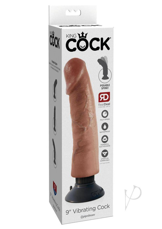 King Cock Vibrating Dildo 9in - Caramel