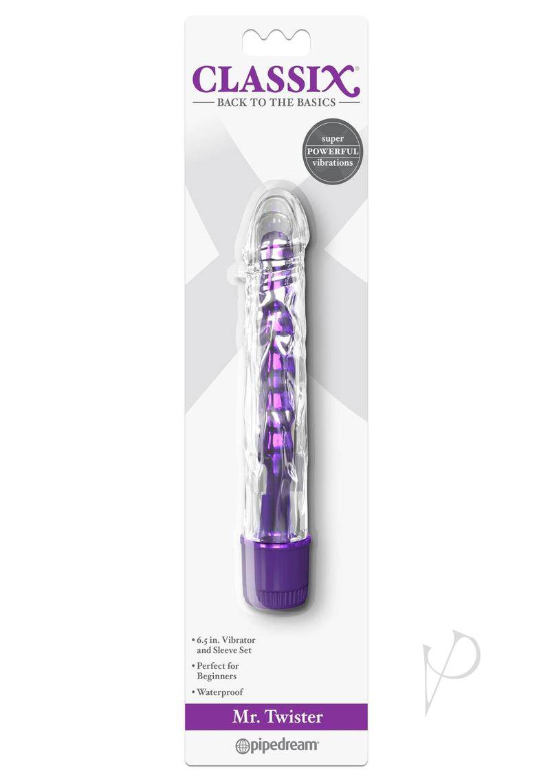 Classix Mr. Twister Vibrator with Sleeve Set - Purple