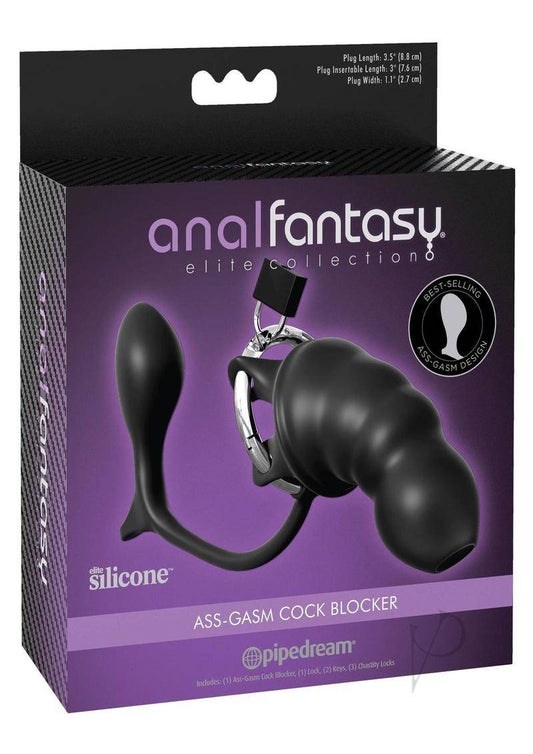 Anal Fantasy Elite Silicone Ass Gasm Cock Blocker Chastity Cage Black