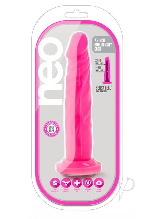 Neo Dual Density Dildo 7.5in - Neon Pink