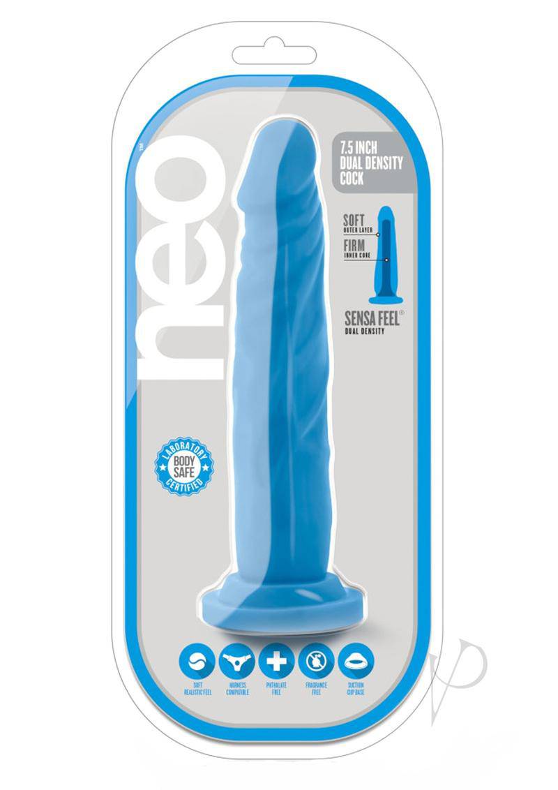 Neo Dual Density Cock 7.5in - Neon Blue