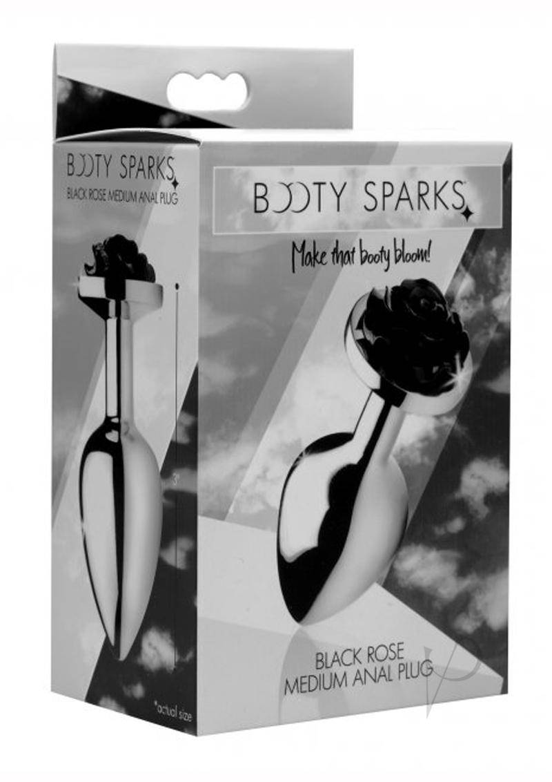 Booty Sparks Rose Butt Plug- Medium - Black