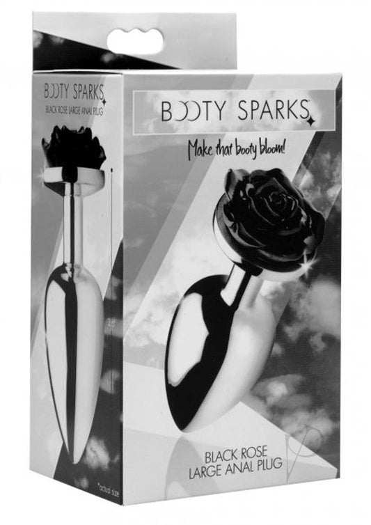 Booty Sparks Rose Butt Plug- Large - Black