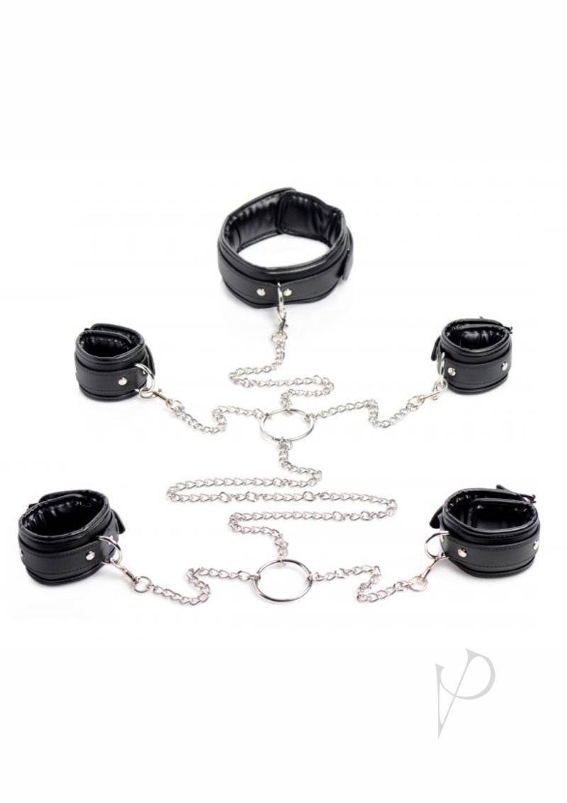 Strict Slave Pu Leather Shackles - Chambre Rouge