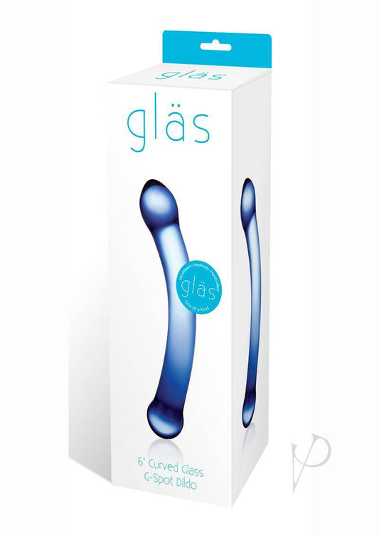 Glas Curved G-Spot Glass Dildo 6in - Blue