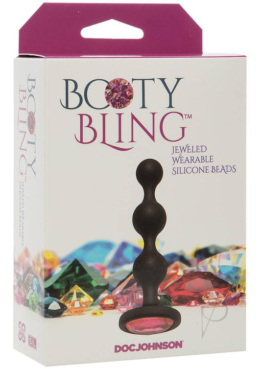 Booty Bling Jeweled Silicone Anal Beads - Pink