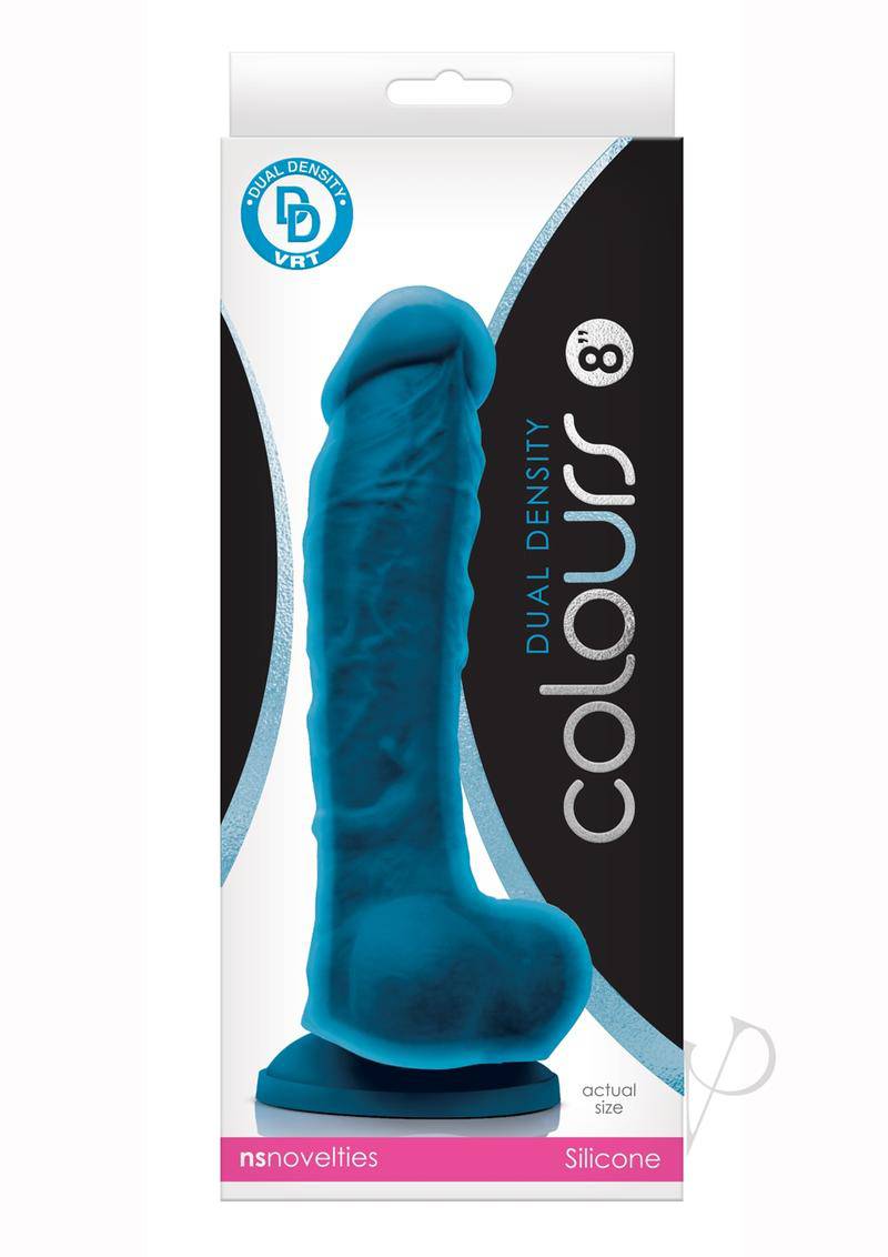 Colours Dual Density Silicone Dildo 8in - Blue